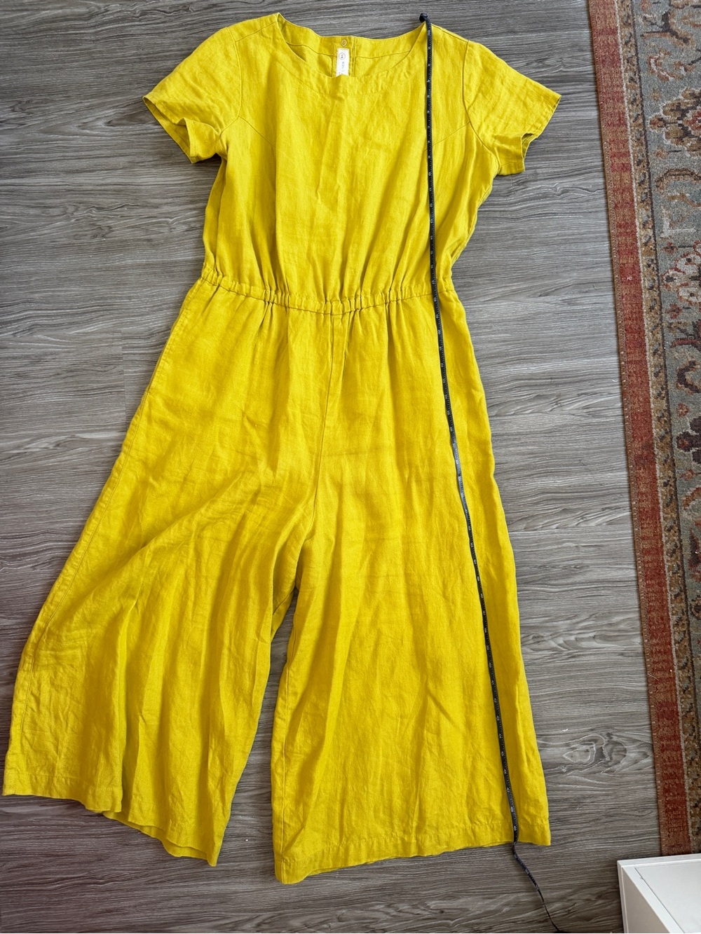 Not Perfect Linen • Barcelona Jumpsuit • Greenish Mustard • Size Medium/Large - Picture 10 of 10